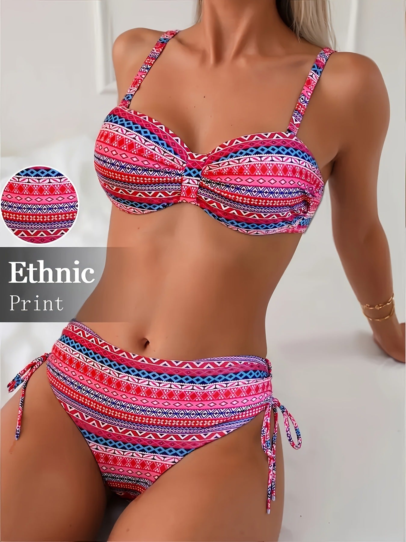 Bedrukte splitbandbikini met hoge taille, Europees en Amerikaans Nexora Store