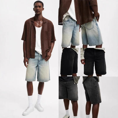 Losse, bijpassende jeans voor heren, middellange broek Nexora Store