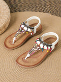 Bohemian etnische stijl platte sandalen met hanger slippers Nexora Store