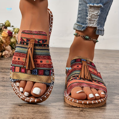 Platte sandalen met kwastjes voor dames Ritchy's Shop
