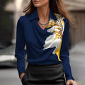 Dames Swing Collar Gedrapeerde Shirts & Blouses Elegante Effen Satijnen Kantoor Dames Top Pullover Lente Lange Mouw Casual Tops Mijn winkel