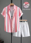 Casual Simple Revers Korte Mouw Shirt En Shorts Tweedelige Set Ritchy's Shop
