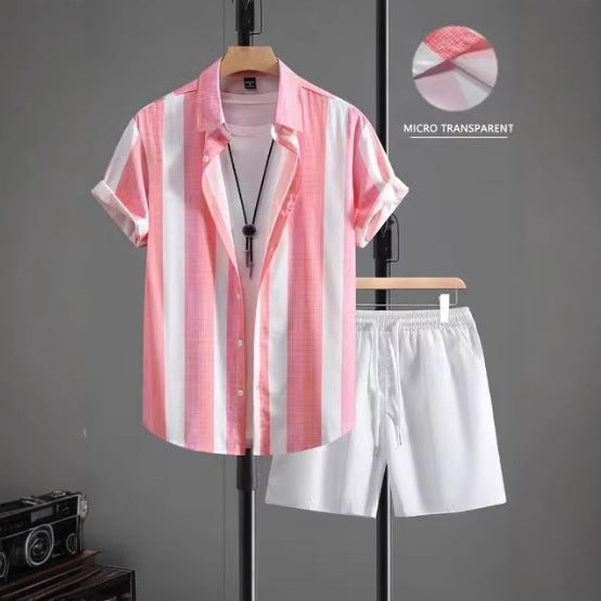 Casual Simple Revers Korte Mouw Shirt En Shorts Tweedelige Set Ritchy's Shop
