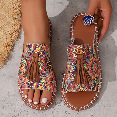 Platte sandalen met kwastjes voor dames Ritchy's Shop