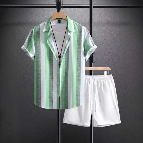 Casual Simple Revers Korte Mouw Shirt En Shorts Tweedelige Set Ritchy's Shop