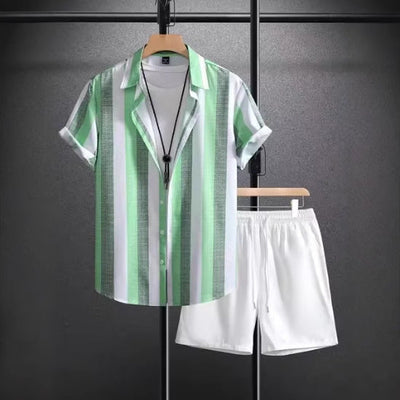 Casual Simple Revers Korte Mouw Shirt En Shorts Tweedelige Set Ritchy's Shop