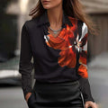 Dames Swing Collar Gedrapeerde Shirts & Blouses Elegante Effen Satijnen Kantoor Dames Top Pullover Lente Lange Mouw Casual Tops Mijn winkel