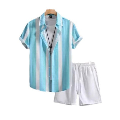 Casual Simple Revers Korte Mouw Shirt En Shorts Tweedelige Set Ritchy's Shop