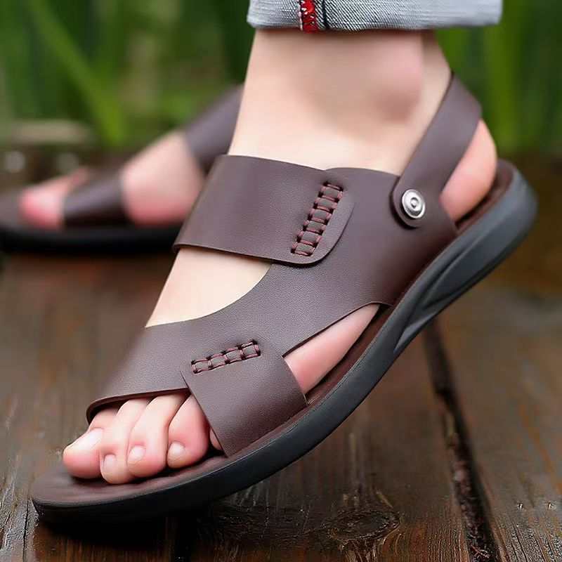 Herensandalen tweezijdig buitenplatform lichtbruine waterdichte antislip sandalen voor heren met PVC zool
