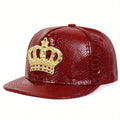 Crown Metal Label Hip Hop Hoed Europees en Amerikaans PU leren platte Eaves Cap Nexora Store