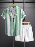 Casual Simple Revers Korte Mouw Shirt En Shorts Tweedelige Set Ritchy's Shop