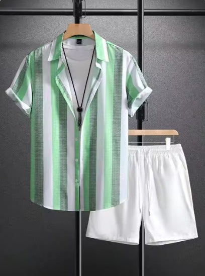 Casual Simple Revers Korte Mouw Shirt En Shorts Tweedelige Set Ritchy's Shop