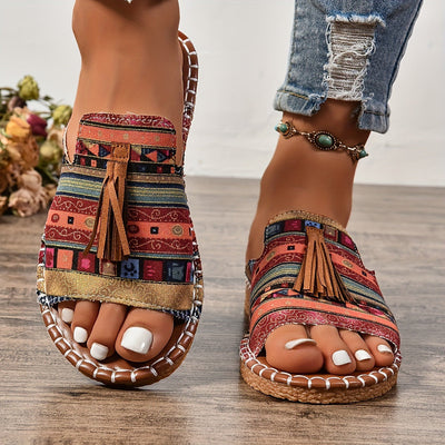 Platte sandalen met kwastjes voor dames Ritchy's Shop