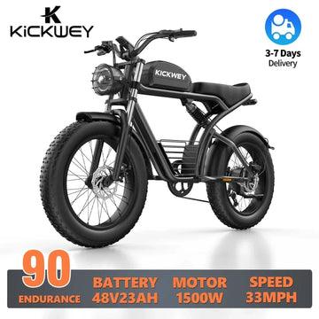 Kickwey K7 elektrische fiets 1500W 48V 23Ah 20 inch fat tire mountainbike e-bike offroad