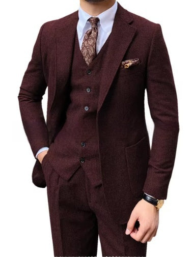 Heren visgraat enkelrijs casual slim pak Nexora Store