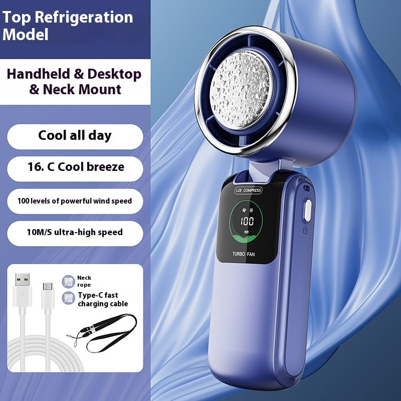 Nieuwe Ice Pack hoge snelheid draagbare elektrische ventilator snelheid instelbaar opvouwbare mini ventilator draagbare buiten hangende nek kleine ventilator Nexora Store