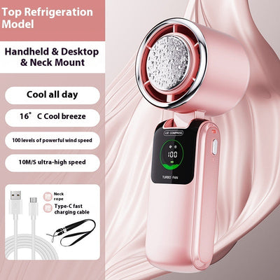 Nieuwe Ice Pack hoge snelheid draagbare elektrische ventilator snelheid instelbaar opvouwbare mini ventilator draagbare buiten hangende nek kleine ventilator Nexora Store