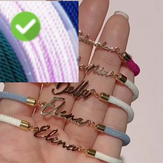 Gepersonaliseerde kleurrijke touwketting met aangepaste naamarmband, gepersonaliseerde verstelbare naamsieraden voor meisjes Nexora Store