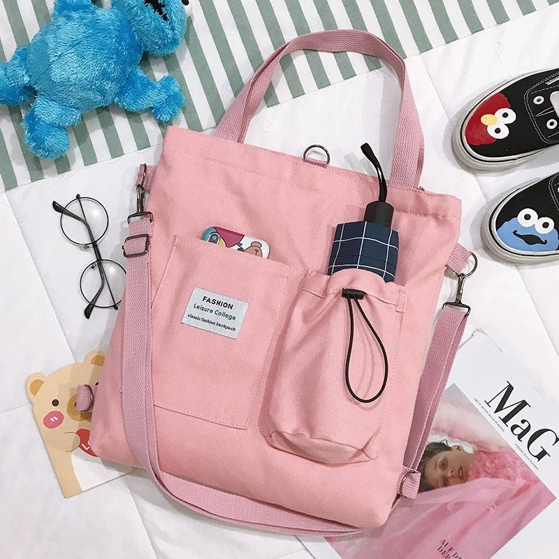 Harajuku Canvas Tassen Studenten Handtas Met Zakken Preppy Buckpack Schoudertas Voor Vrouwen Schooltassen Nexora Store