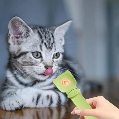 Kattenstripvoeder, kattenstrip Happy Spoon, kattenlepel voor nat voer, draagbare kattenvoerlepel, herbruikbare kattenstriplepel, likbare voerlepel voor huisdieren, accessoires voor kattenvoer, kattenstripknijplepel Nexora Store