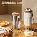 Smart digital thermal bottle stainless steel insulated travel coffee mug with temperature display and strap 450ml