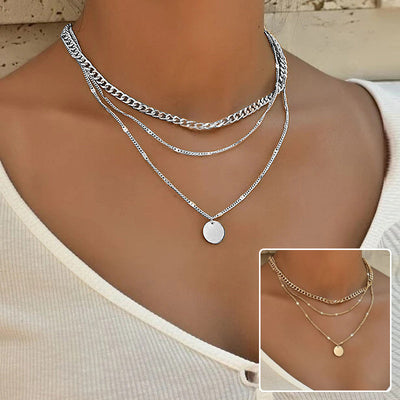 Vrouwen meerlaagse ketting in modieuze schijf hanger sleutelbeen ketting kettingen persoonlijkheid sieraden Nexora Store