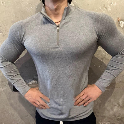 Naadloze lange mouwen rits training fitness outdoor sterke top slim fit Nexora Store