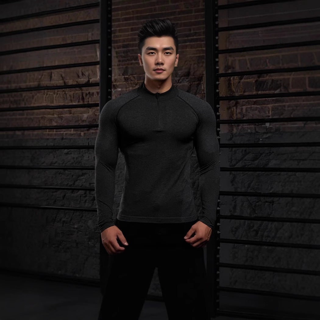Naadloze lange mouwen rits training fitness outdoor sterke top slim fit Nexora Store