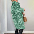 Women's Leopard Print Plush Jacket, Cozy Loose-Fit Warm Coat Elegant Medium-Length Fall Winter Outwear Nexora Store