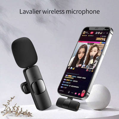 Draadloze Lavalier-microfoon, draagbare audio- en video-opnamemicrofoon voor iPhone en Android, lange batterijduur, live-uitzendingen en gaming Ritchy's Shop