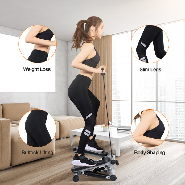 Fitness Step Machine, Mini Step Machine met weerstandsband, Fitnessapparaat voor thuis met een draagvermogen van 150 kg, Hydraulische Fitness Step Machine met LCD-scherm Ritchy's Shop