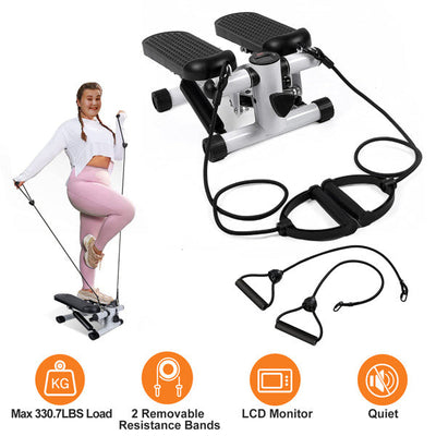 Fitness Step Machine, Mini Step Machine met weerstandsband, Fitnessapparaat voor thuis met een draagvermogen van 150 kg, Hydraulische Fitness Step Machine met LCD-scherm Ritchy's Shop