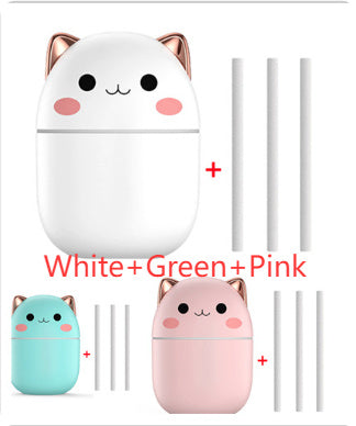 Luchtbevochtiger schattige kat ultrastille USB kantoor huishouden slaapkamer auto aromatherapie luchtreiniger met led koele mist spray Mijn winkel