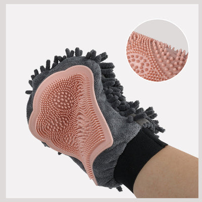 2-in-1 verzorgingshandschoen voor huisdieren, elegante hondenverzorgingstool voor borstelen, masseren en drogen, verzorgingsset voor honden en katten, 2-zijdige badborstel, reinigings- en massagehandschoen Ritchy's Shop