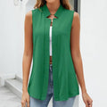 Elegante effen mouwloze vestcardigan voor dames - opstaande kraag zomeroutfit Ritchy's Shop