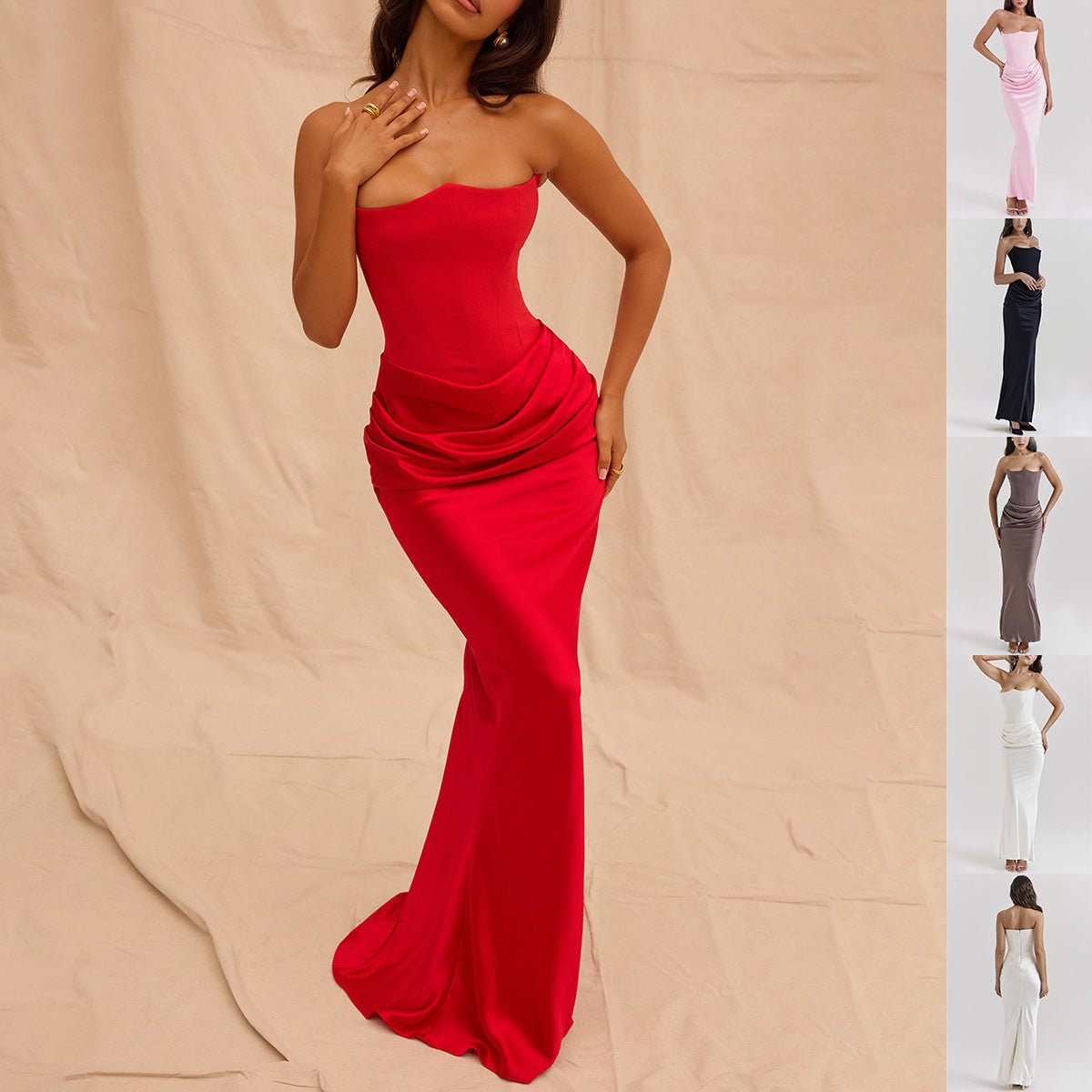 Slanke Tube Top Lange Jurk Sexy Mode Bandeau Rugloze Feestavondjurken Voor Vrouwen Kleding Nexora Store