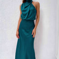 Mouwloze zomerjurk in stijlvol groen met comfortabele polyester stof