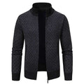 Thickened Plaid Print Jacket Cardigan Fashion Slim Fit Zipper Stand Collar Sweater Winter Men's Casual Long Sleeve Knitted Top Clothing Nexora Store
