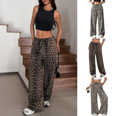 Casual broek met lage taille en luipaardprint voor alle wedstrijden Ritchy's Shop