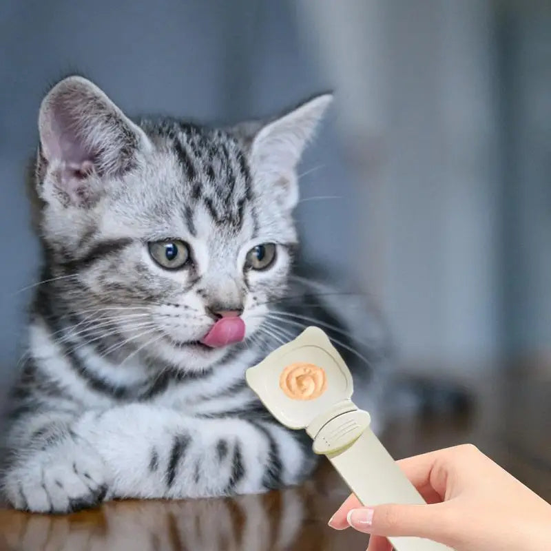 Kattenstripvoeder, kattenstrip Happy Spoon, kattenlepel voor nat voer, draagbare kattenvoerlepel, herbruikbare kattenstriplepel, likbare voerlepel voor huisdieren, accessoires voor kattenvoer, kattenstripknijplepel Nexora Store