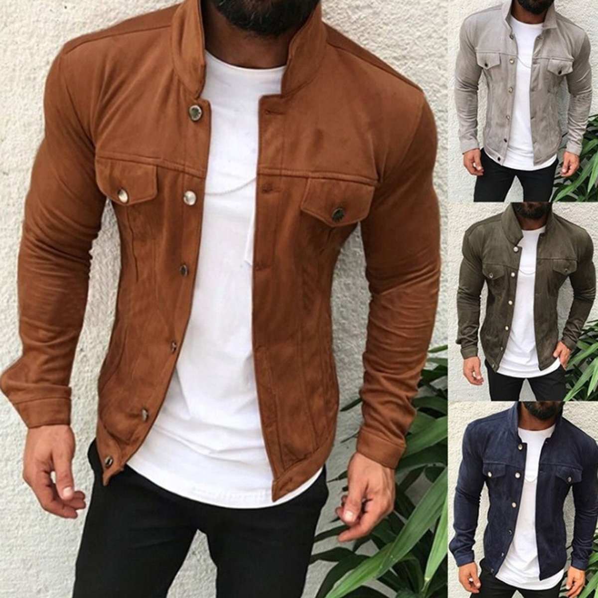 Cargojack met meerdere knopen en zakken voor heren in verschillende kleuren, slim fit katoen casual jas