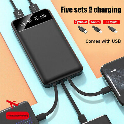 Draagbare powerbank 10000mAh Powerbank - Met 4 ingebouwde kabels Powerbank Ritchy's Shop
