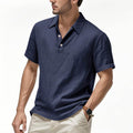 Heren Brits casual poloshirt met gesp en losse linnen revers Nexora Store