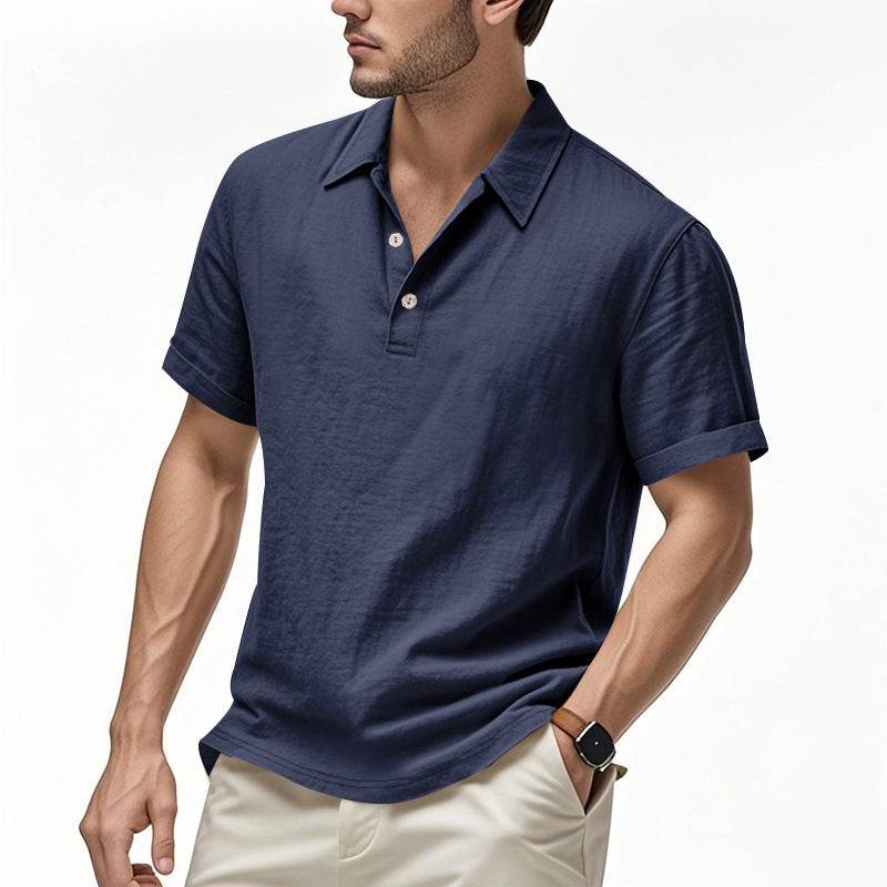 Heren Brits casual poloshirt met gesp en losse linnen revers Nexora Store