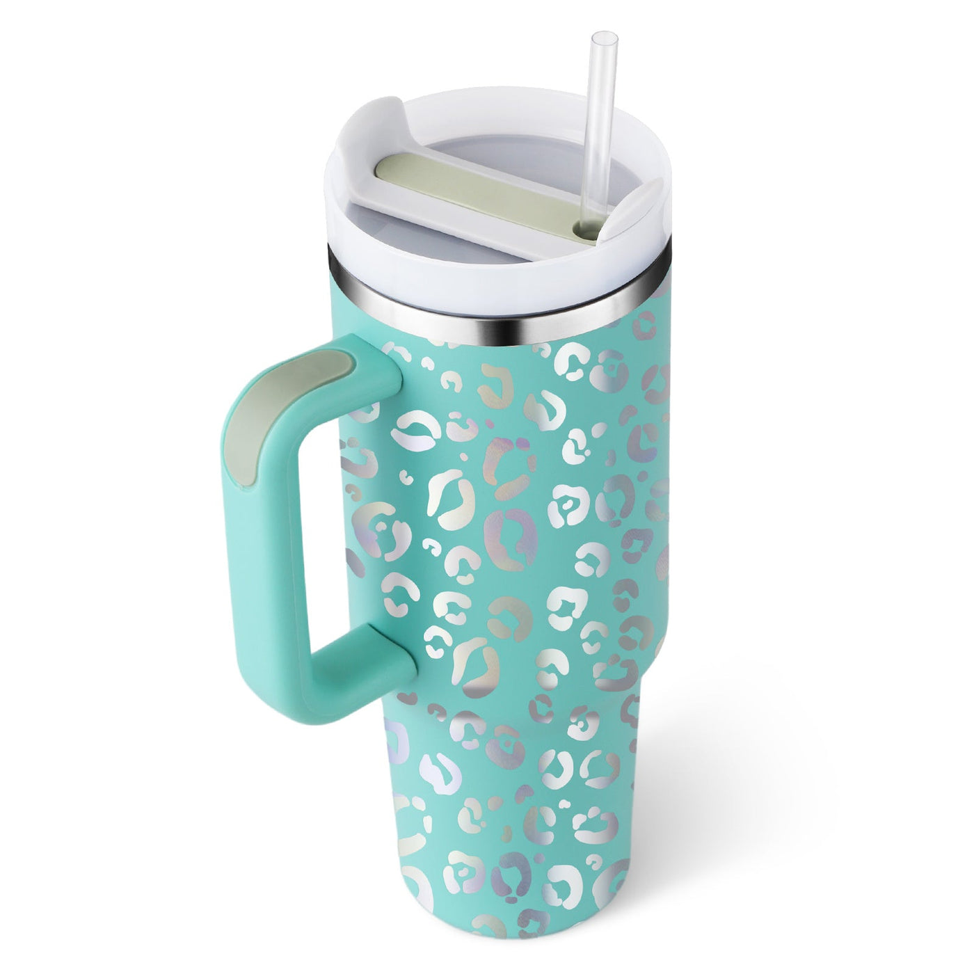 40 Oz Tumbler met handvat, rietje, geïsoleerd, roestvrij staal, morsbestendig, vacuüm koffiebeker, beker met deksel, taps toelopende mok, cadeaus voor Valentijnsliefhebbers, geschikt voor in de auto, sportschool, kantoor, reizen Ritchy's Shop