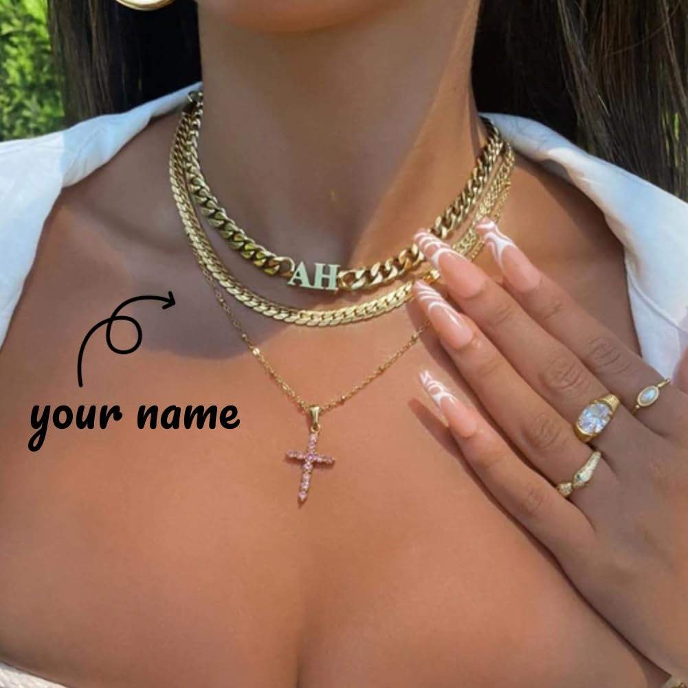 Gouden roestvrijstalen Engelse naamketting met aangepaste letters en stijlvolle choker design