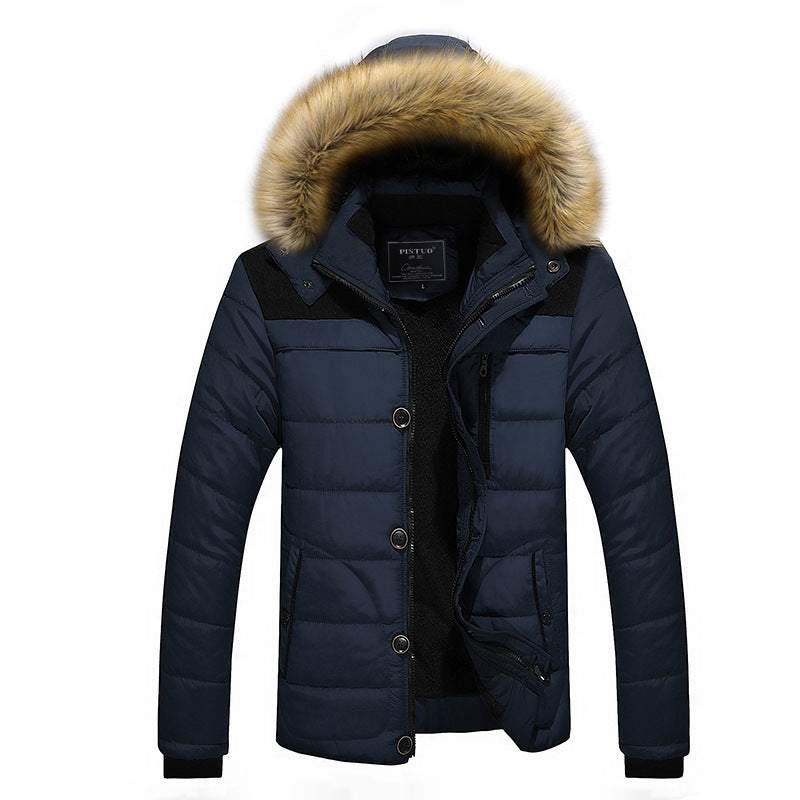 Heren bontjas met capuchon, winterjas van dik fleece, katoenen kleding Ritchy's Shop