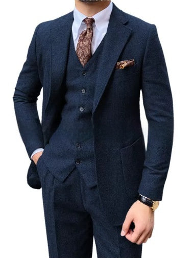 Heren visgraat enkelrijs casual slim pak Nexora Store