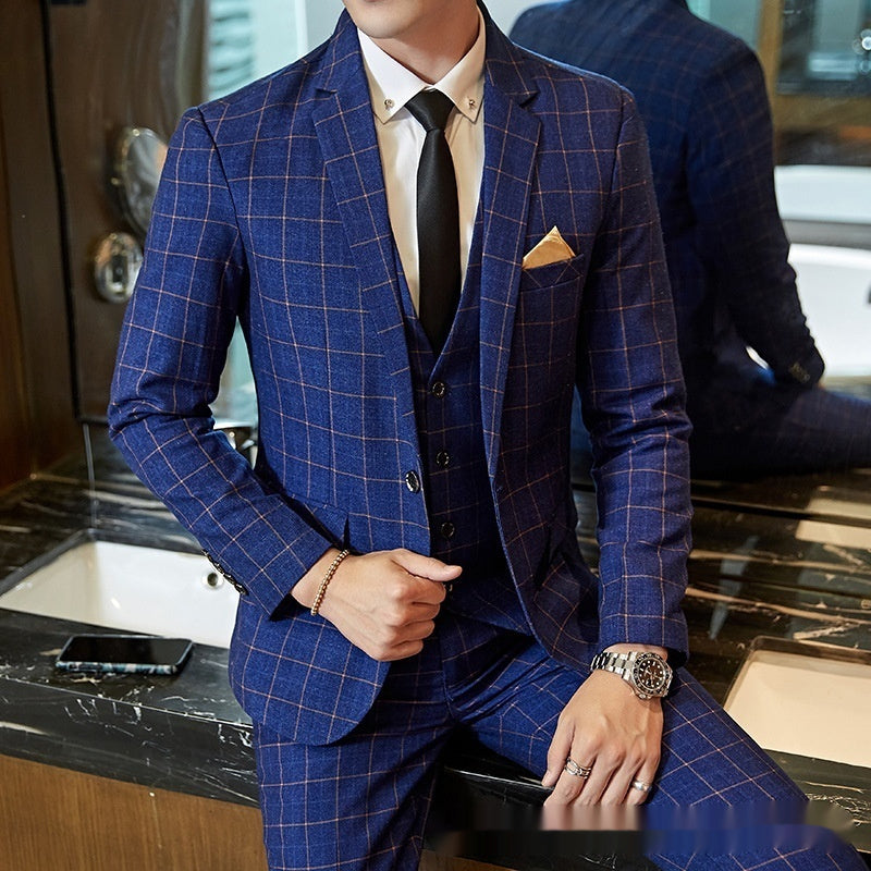 Herenpak in Koreaanse stijl, slim-fit, geruit, casual kleding Nexora Store
