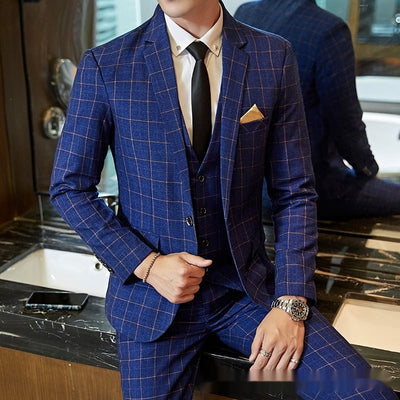 Herenpak in Koreaanse stijl, slim-fit, geruit, casual kleding Nexora Store